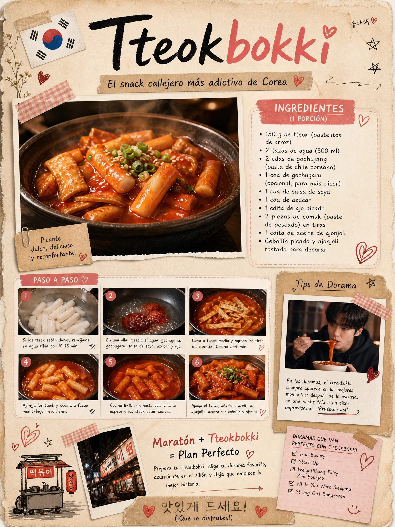 Tteokbokki - pastelitos de arroz picantes